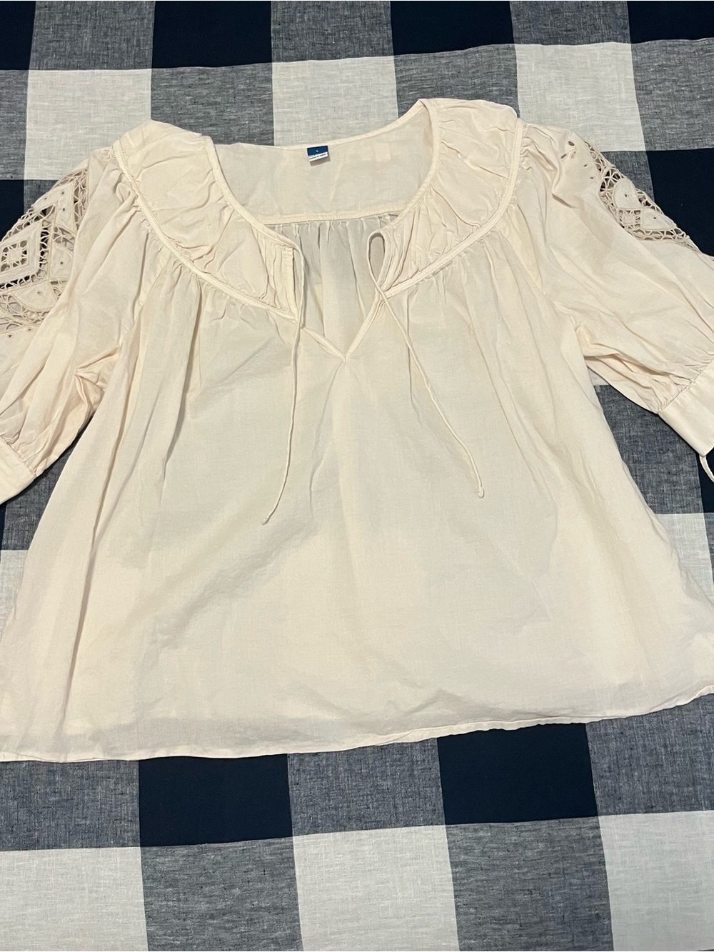 Old Navy Cream Crochet-Sleeve Peasant Tunic